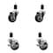Service Caster 3'' Black Poly Wheel Swivel 1-1/2'' Expanding Stem Caster Set 2 Brakes, 4PK SCC-EX20S314-PPUB-BLK-2-TLB-2-112 - alternate 1